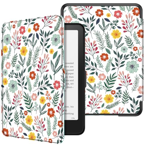 Image of Fintie Case for 7 inch All-New Kindle Paperwhite (12th Generation, 2024) and Kindle Colorsoft Signature Edition - Slim Lightweight Shell PU Leather Protective Cover with Auto Sleep /Wake (Spring Bloom)