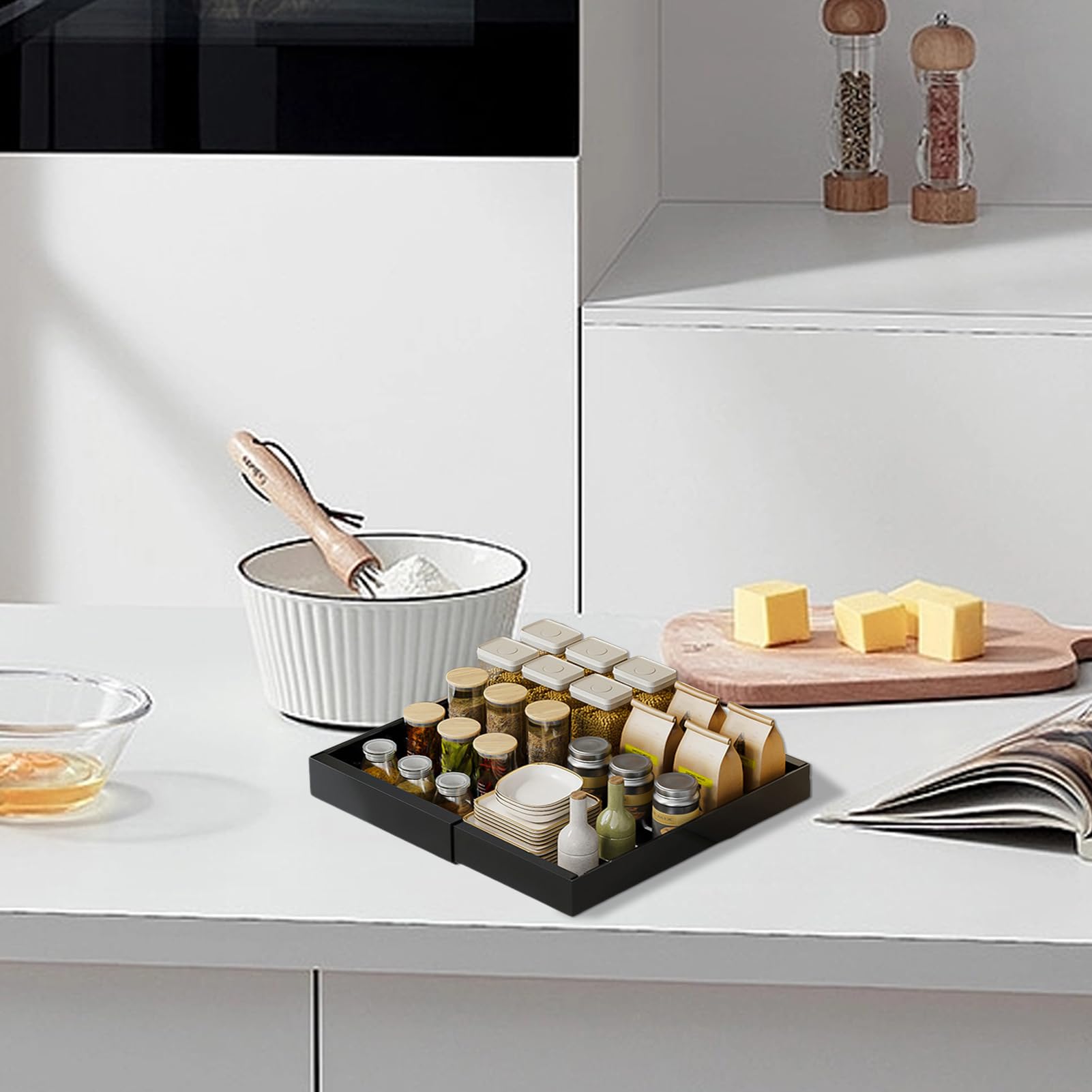 Organizer Sottolavello Robusto Cestello Estraibile Senza Foratura | Organizer Estraibile per Sottolavello Per Cucina, Dispensa, Armadio, Armadietto