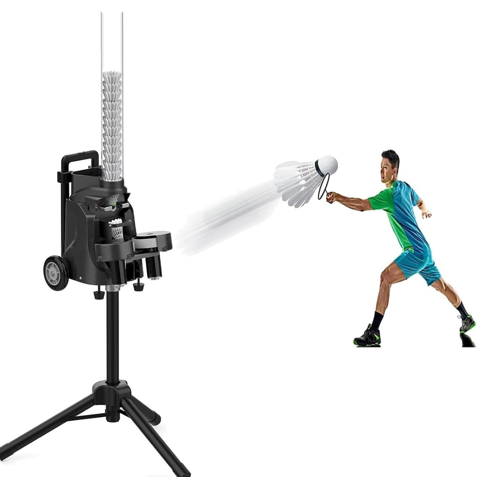Máquina automática de servir bádminton, lanzador de volante, robot de entrenamiento de bádminton para el desarrollo de habilidades, fácil operación, perfecto para práctica y técnicas de refinado
