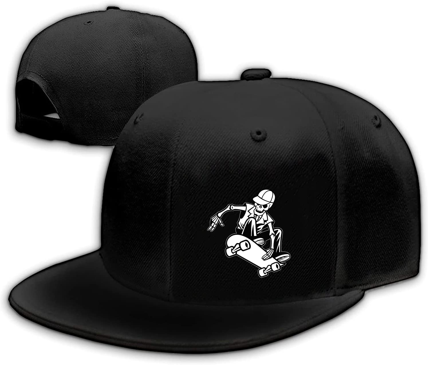 Men's Snapback Hat - Black Customizable Flat Bill Baseball Cap, 100% Cotton - View #3