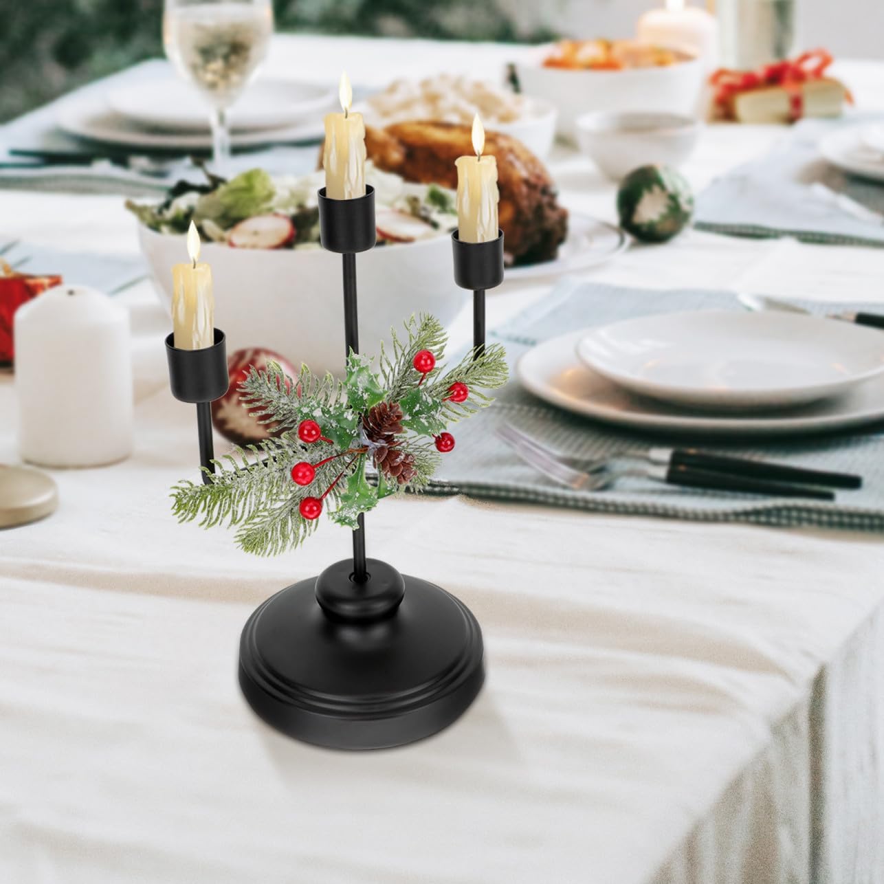Garneck Iron Craft Candle Holder Christmas Dinner Table Decor 3 Candlestick Christmas Decorations Parties