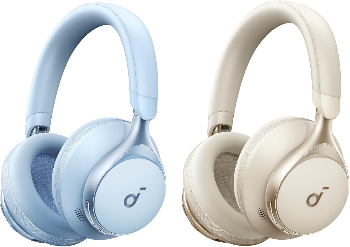 por Anker, Space One, auriculares con cancelación activa de ruido, reducción de voz 2 veces más fuerte, tiempo de reproducción 40H ANC, control de aplicaciones, audio inalámbrico LDAC de alta resolución, ajuste cómodo, llamadas claras, Bluetooth 5.3