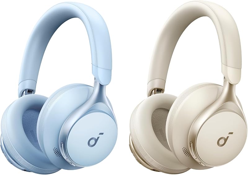 por Anker, Space One, auriculares con cancelación activa de ruido, reducción de voz 2 veces más fuerte, tiempo de reproducción 40H ANC, control de aplicaciones, audio inalámbrico LDAC de alta resolución, ajuste cómodo, llamadas claras, Bluetooth 5.3