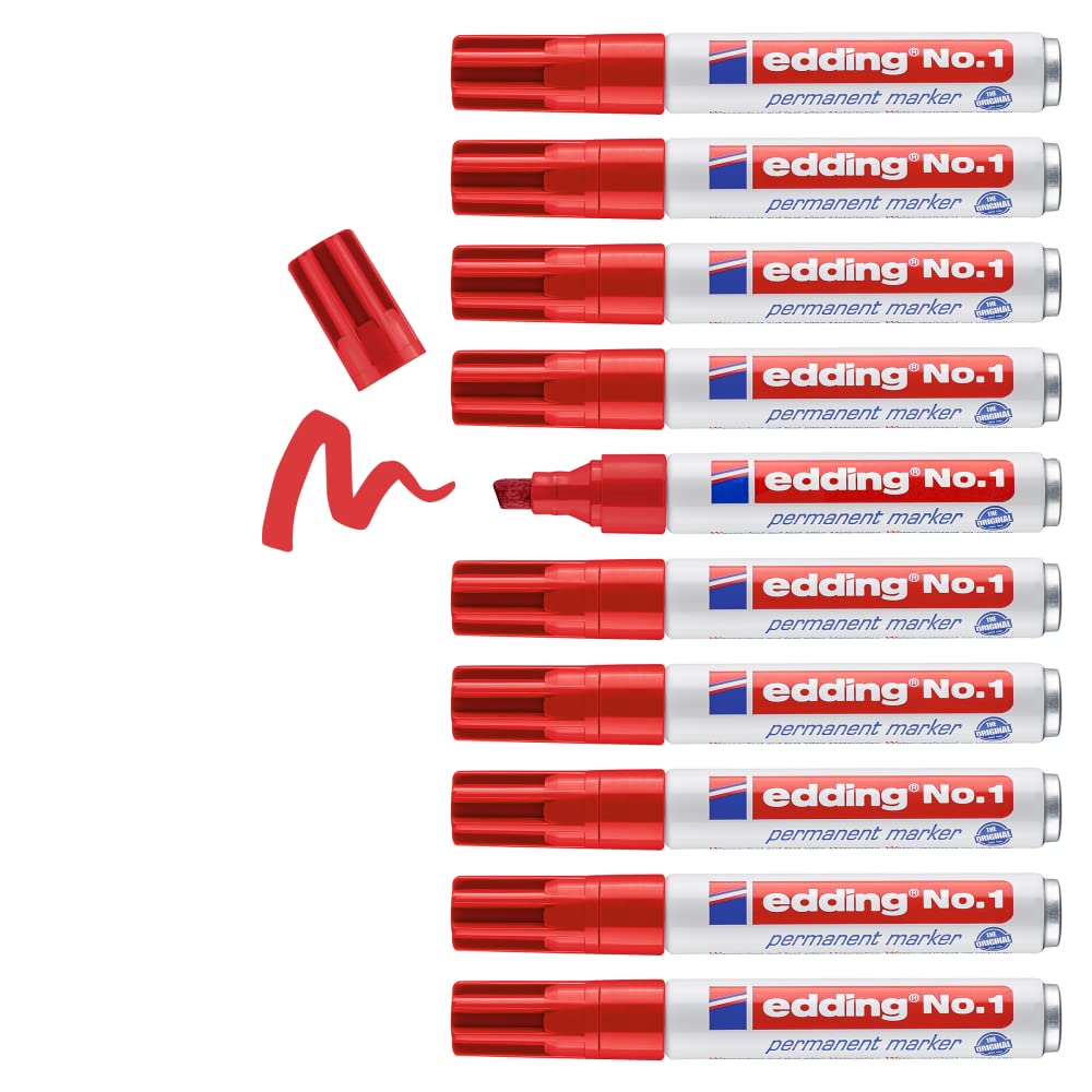 Rotulador edding marcador permanente 1 rojo punta biselada 5 mm
