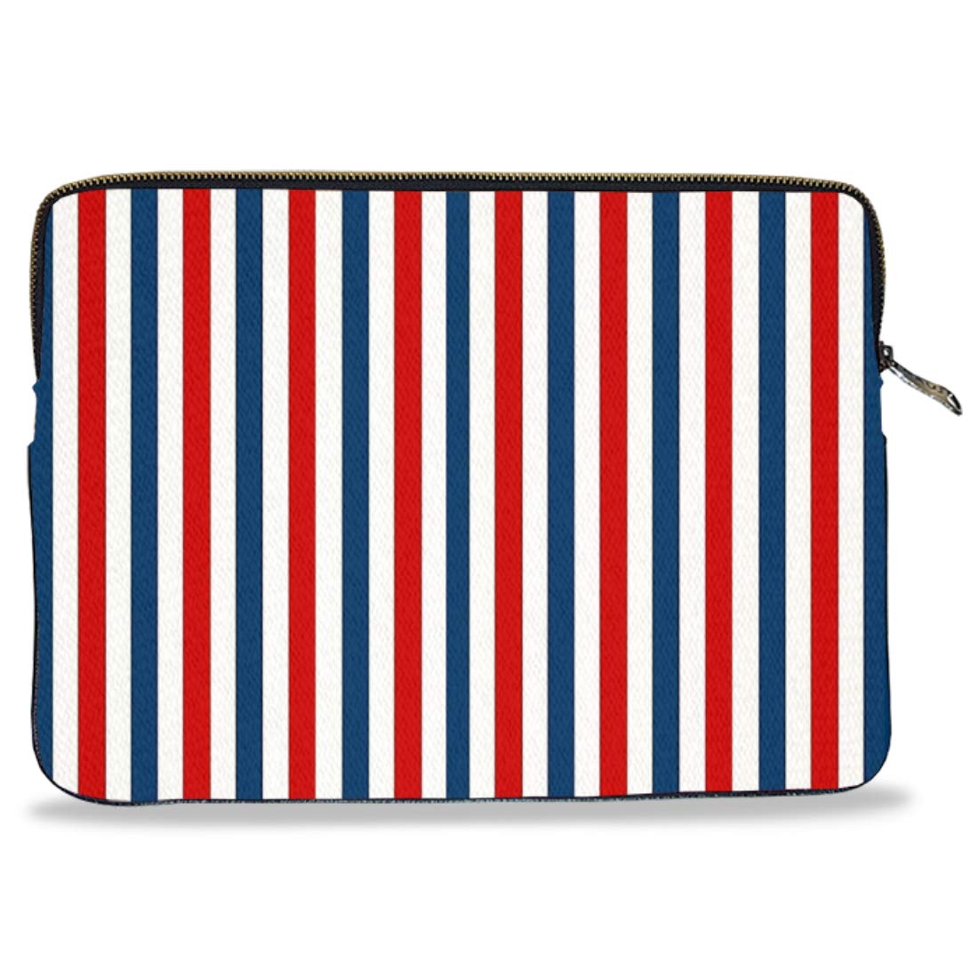 MAUJ Blue Red Vertical Slim Strips Canvas Laptop Sleeve for 13.3