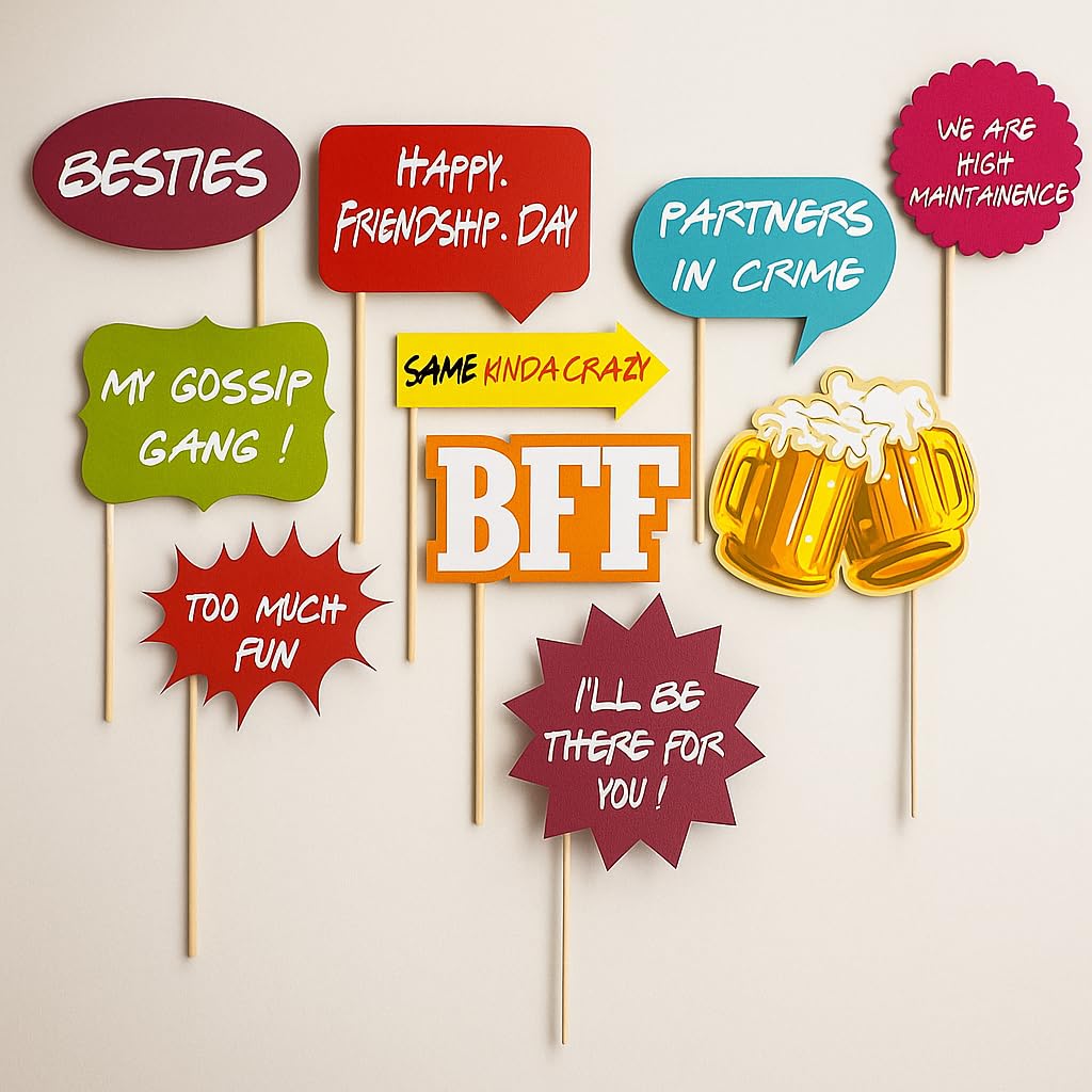 Untumble Friendship Day Props Kit | Colorful Friendship Day Party Props Kit with Wordings My Gossip Gang, Besties & So On | Friendship Day Selfie Props | Friend's Day Decoration | Pack of 11-image-37