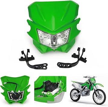 AnXin Dirt Bike Headlight Motorcycle Head Light Universal for KLX230R KLX300R KLX110 KX125 KX450F KX250F KDX200 Supermoto Green