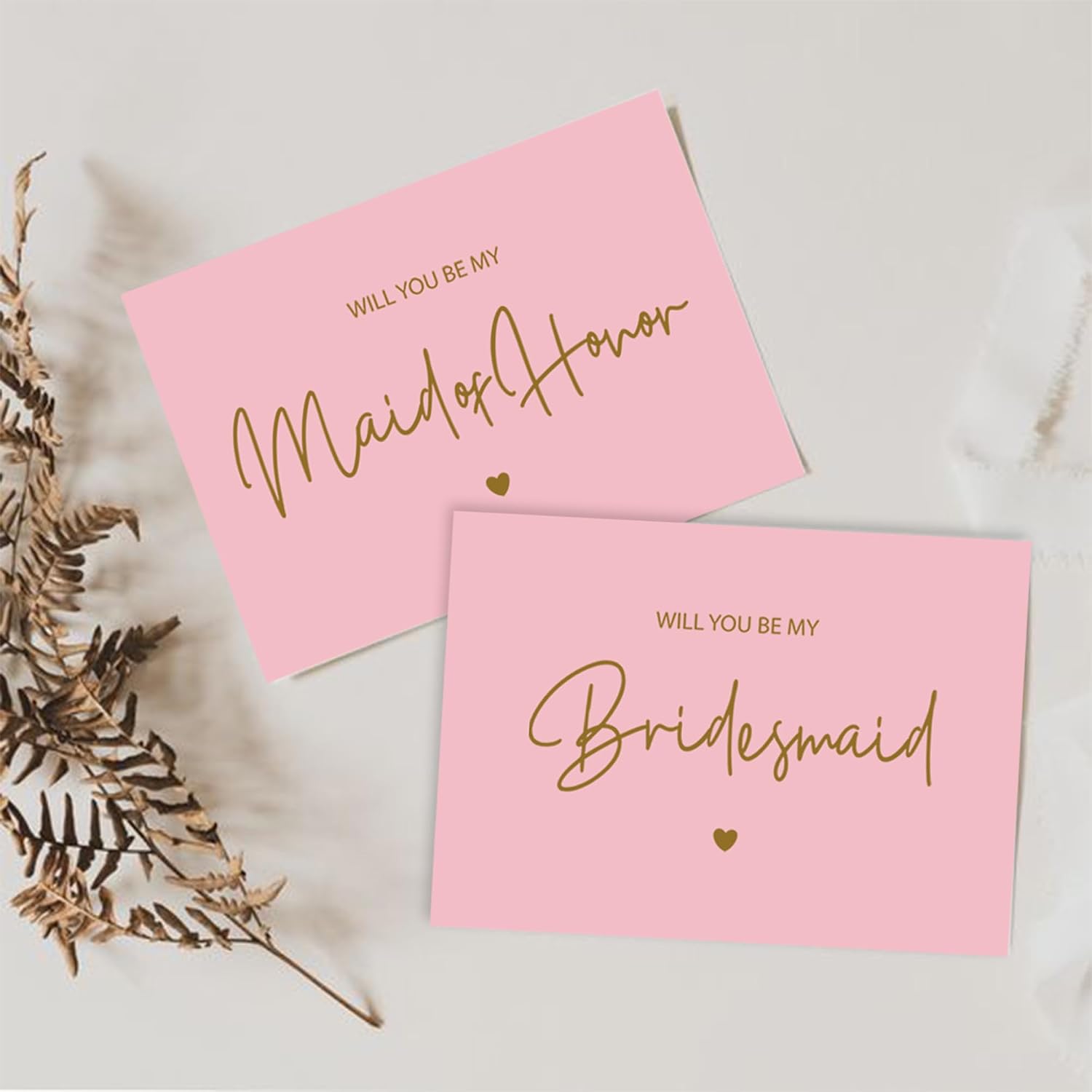 PartyGifts&beyond Will You Be My Bridesmaid Card Set of 10 Bridesmaid Proposal Card,8 Bridesmaid Cards 1 Maid of Honor Card 1 Matron of Honor Card,Wedding Bridal Shower Card with 10 Envelopes(Pink)