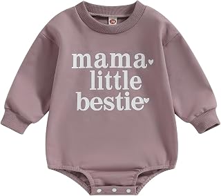 Newborn Baby Girl Outfits Letter Bubble Romper Sweatshirt Long Sleeve Onesie Bodysuit T-Shirt Fall Clothes