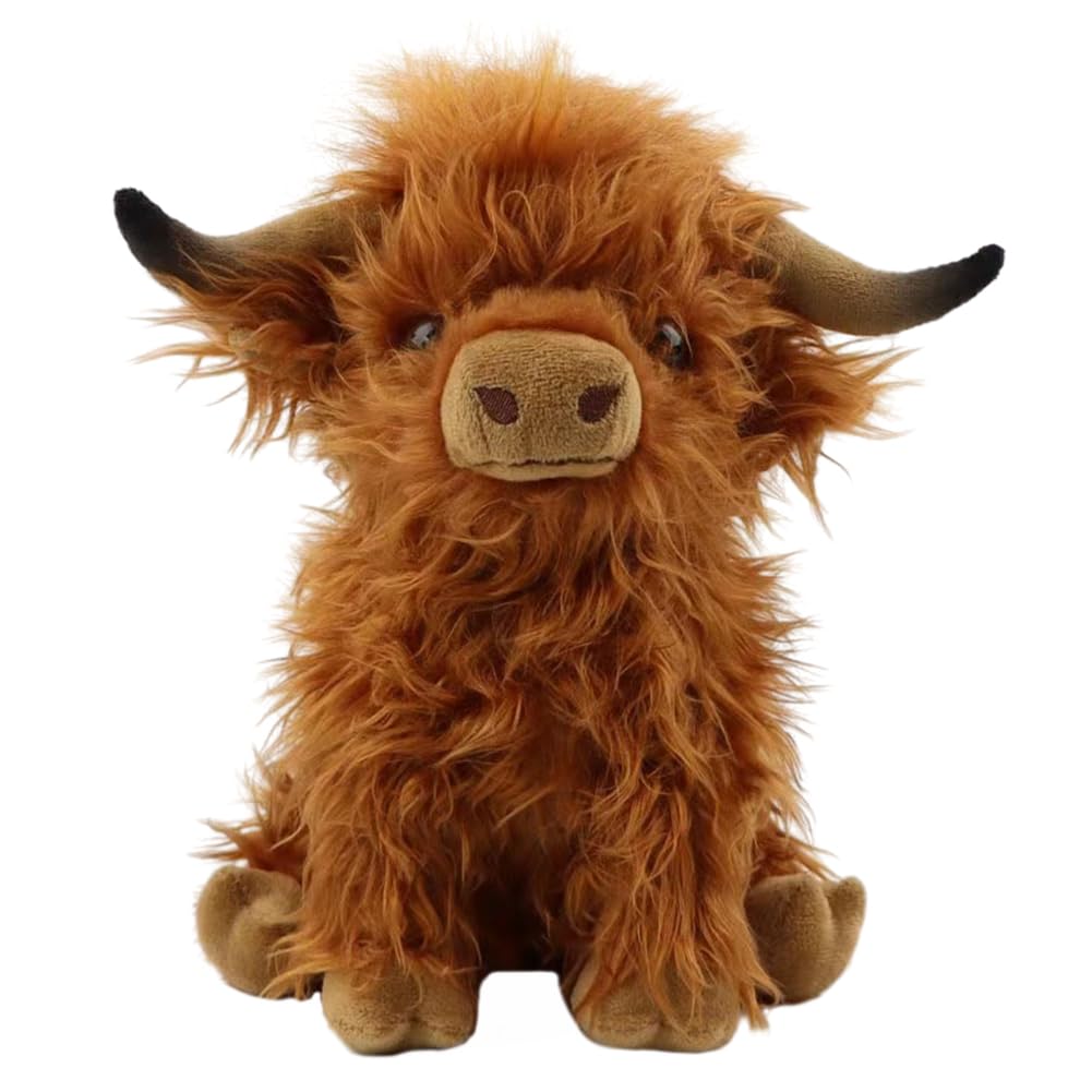 FaLkiN Highland Stuffed Animal Doll, Cow Plush Doll, Plush Highland Cow, Animal Throw Plushie Pillow Doll