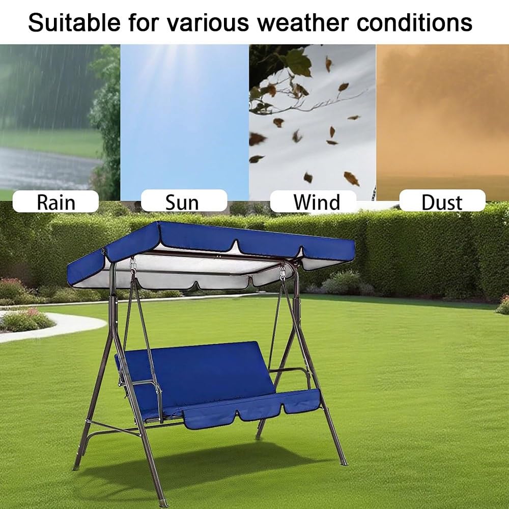 Copertura Superiore per Dondolo da Giardino 2-3 Posti, Impermeabile Tettuccio per Dondolo 142x120cm 164x114cm 190x132cm 195x125cm 249x185cm Telo Ricambio(Dark Green,195x125cm/77x49in)