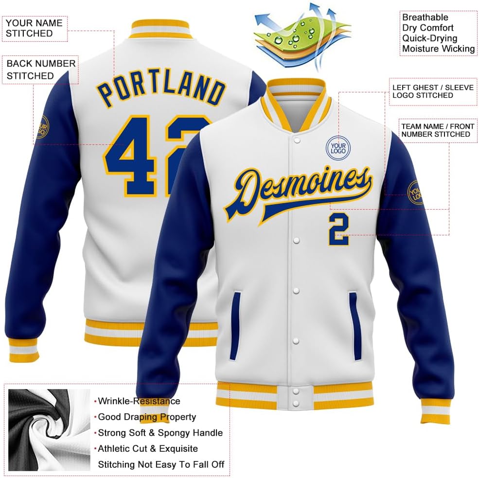 Custom Varsity Letterman Jackets Boys Youth Men Women Personalized Baseball Sports Bomber Coats with Name Number Logo