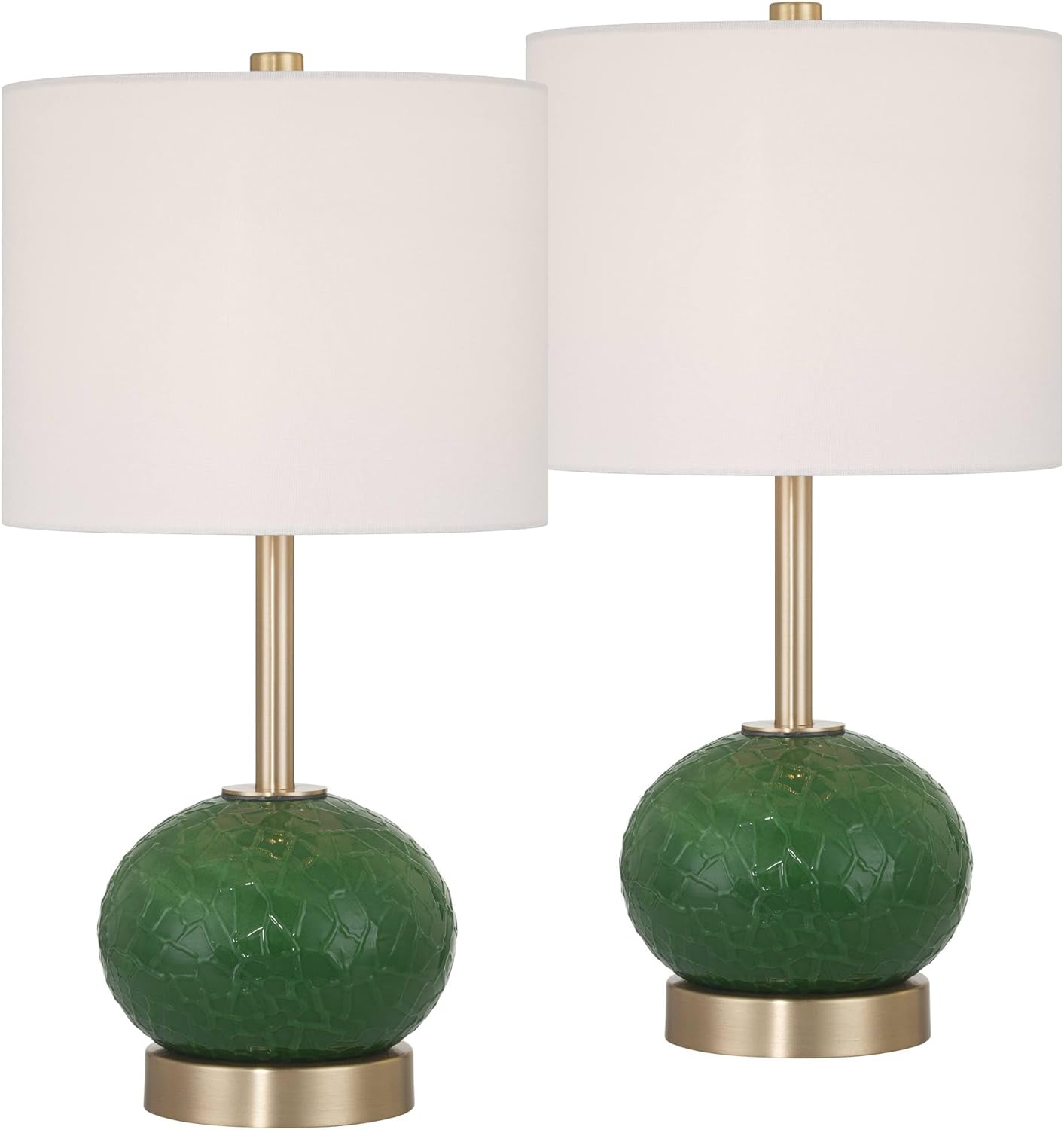 360 Lighting Maris 20" High Green Glass and Satin Brass Table Lamp Set of 2