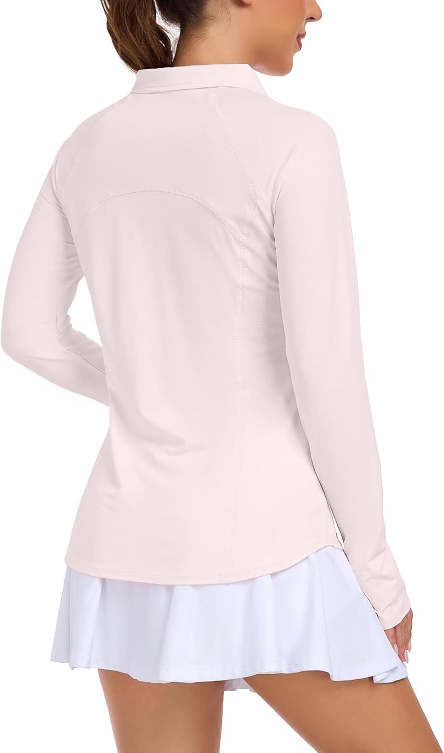 Womens UPF 50+ Sun Polo Shirts Long Sleeve UV Protection Quarter Zip Pullover Lightweight Athletic SPF Hiking Outdoor Tops - Image 4