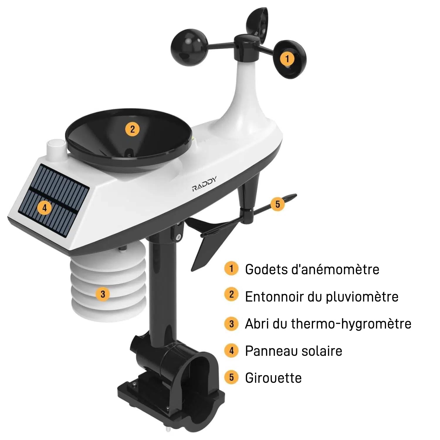 Station météo Raddy VP7 radio avec thermomètre intérieur et extérieur professionnel, écran numérique de 18,8 cm en violet, horloge radio, moniteur de température et d'humidité, prévisions météo et
