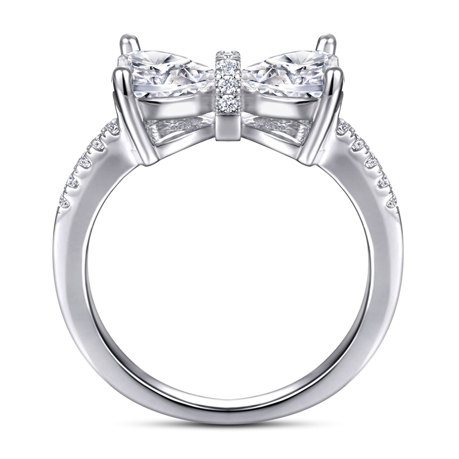 WXKAGF Eheringe für Frauen, Geburtstagsgeschenk für Frauen, Schleife aus Sterlingsilber mit Zirkonia zum Valentinstag