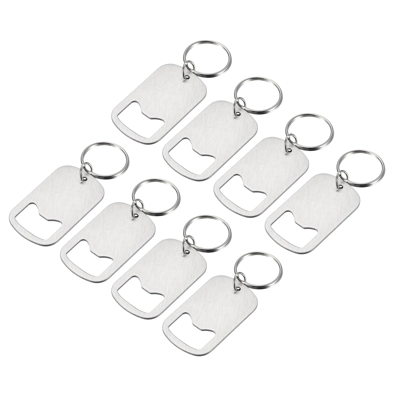 uxcell 8pcs Bottle Opener Keychain, Stainless Steel Beer Soda Bottle Opener Key Chain 2" Long Suitable for Home, Bar, Party, Silver