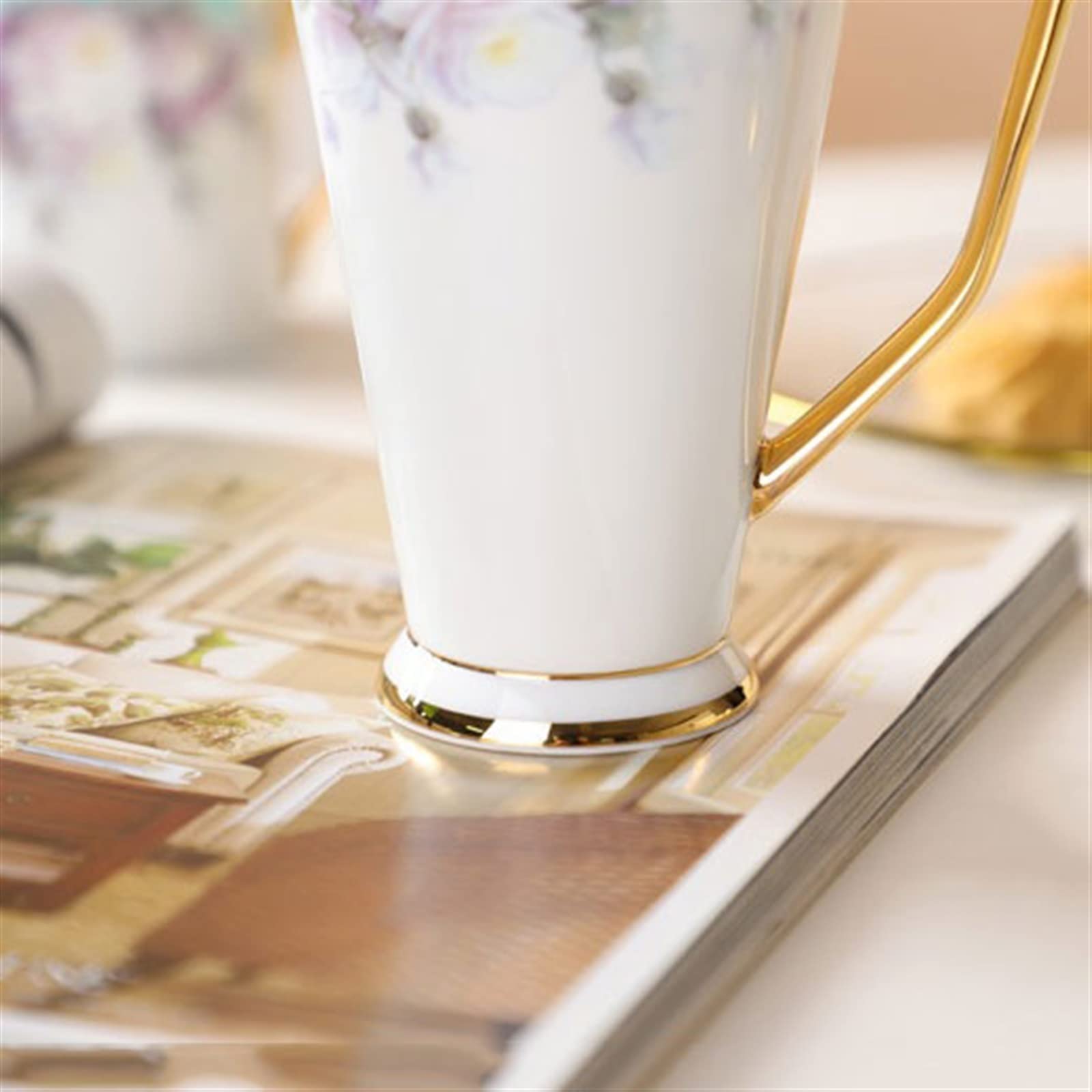 Podróżny kubek do kawy 500 ml porcelana kostna kubek do kawy popołudniowa herbata duża pojemność wykwintny kubek z łyżką do domu biura szkoły kubek do kawy