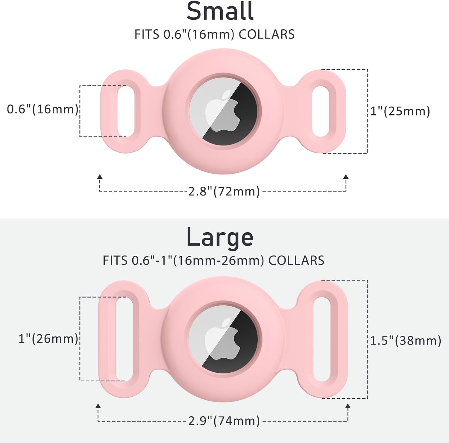 Airtag Dog Collar Holder for Apple Airtag Dog Tracker, 2 Pack GPS Tracking Accessories Anti-Lost Silicone Air Tag Holder Case for Pet Cat Dog Collars (Pink+Matcha, Small)
