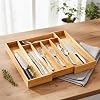 Deconox 7 Division Bamboo Spoon Holder – Antibacterial Drawer Organizer | Natural Wood, Stylish and Durable Design