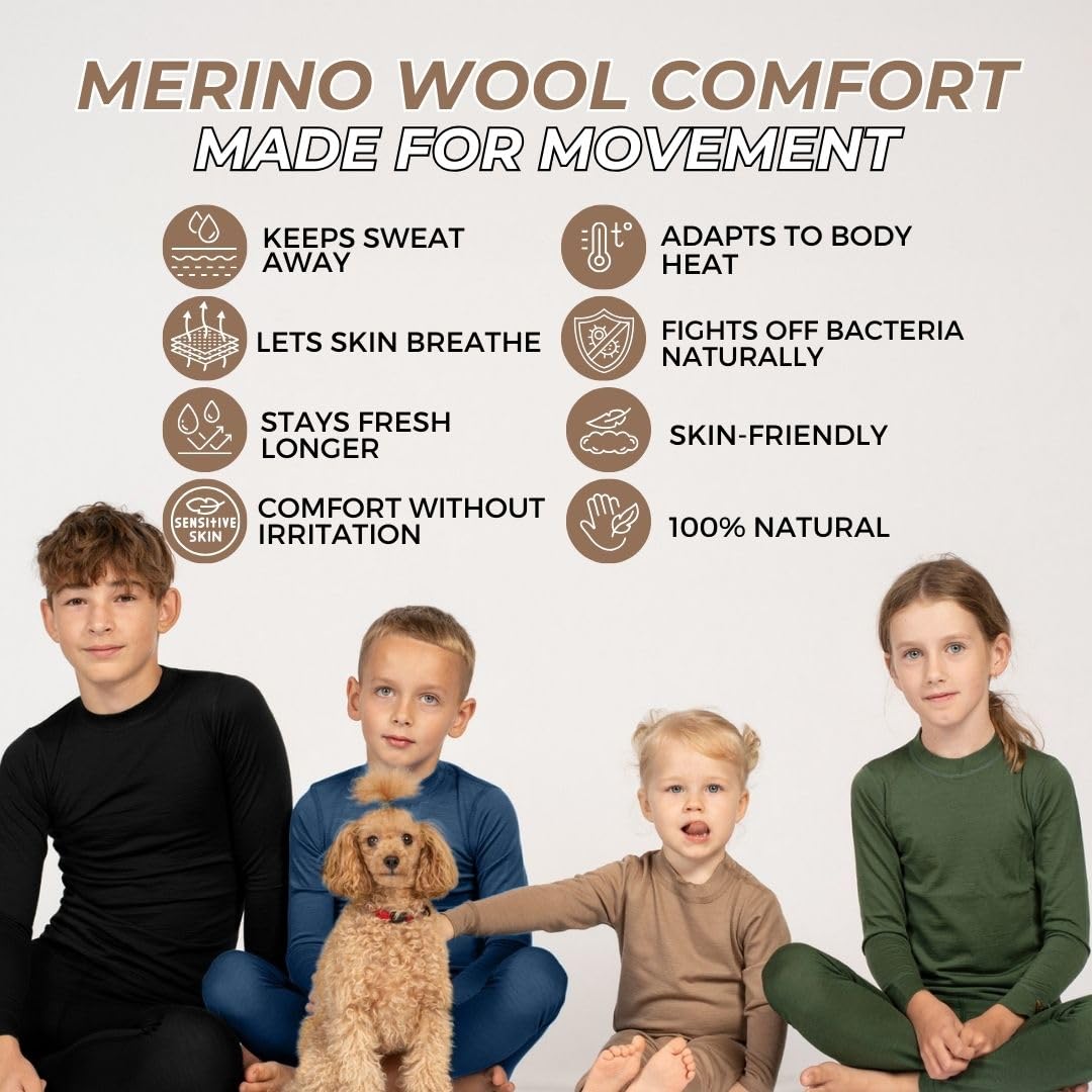 menique Leggings per bambini per ragazze e ragazzi in merino biologico 160 g/m²