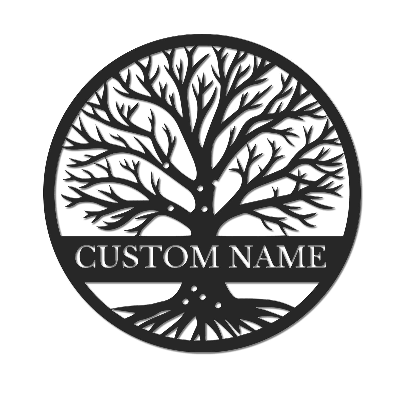 Personalized Tree of Life Metal Sign, Custom Family Name Wall Art, Ancestry Surname Decor, Indoor Outdoor Hanging, Wedding Gift Idea, Rustic Family Tree Plaque (Style-3)