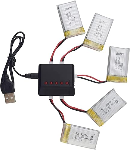 Miniatura 3 de Accessory 5PCS 3.7V 800mAh Lithium Battery with 5-in-1 Charger for SYMA X5C X5C-1 X5 X5SC X5SW H5C V931 S5C S5W SS40 FQ36 T32 T5W H42 CW4 Remote