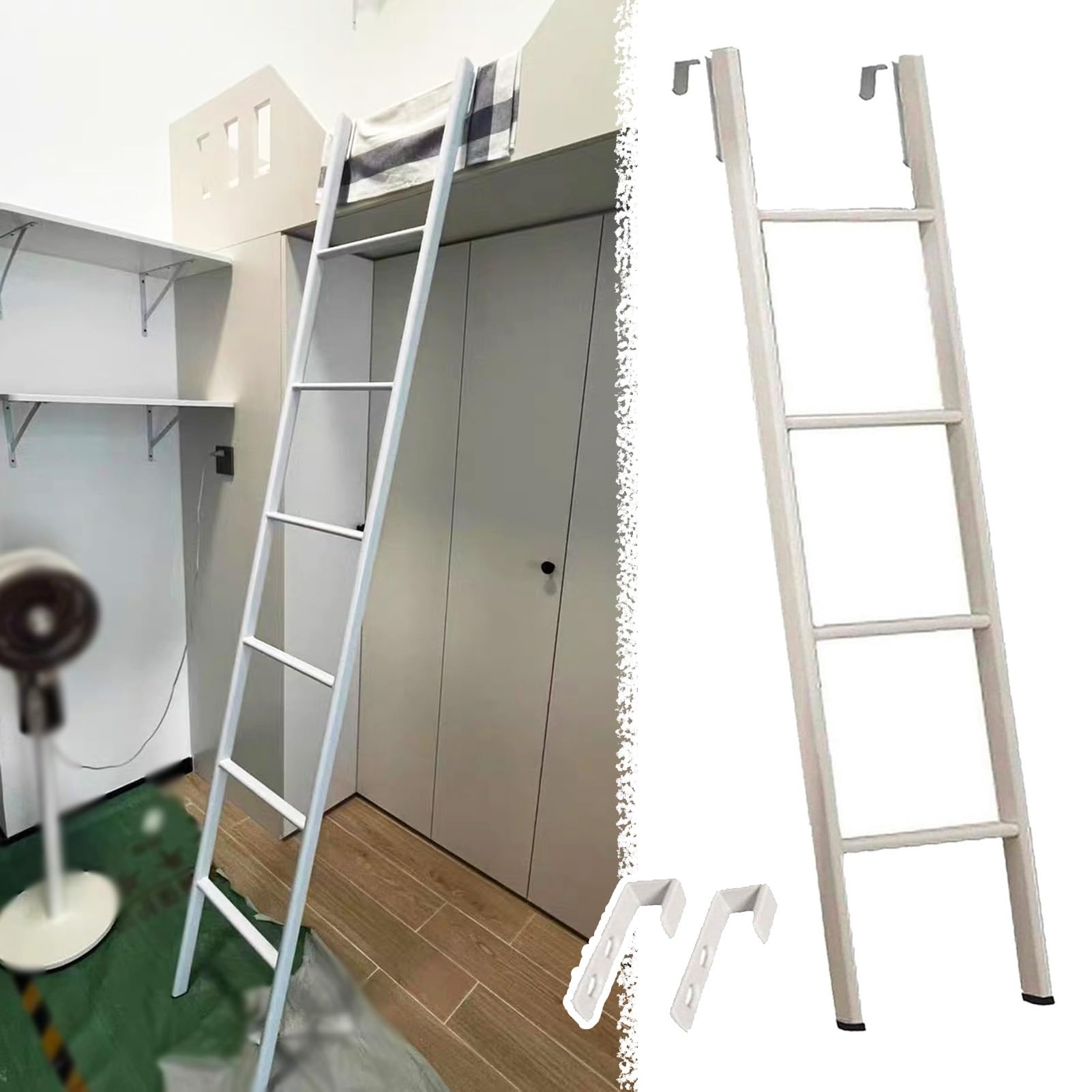 HYLYGFH Adjustable White Bed Ladder for Bunk Beds & Attics4569in Perfect for Campers & Home Use Durable & Safe Design Easy Installation SpaceSaving Solution