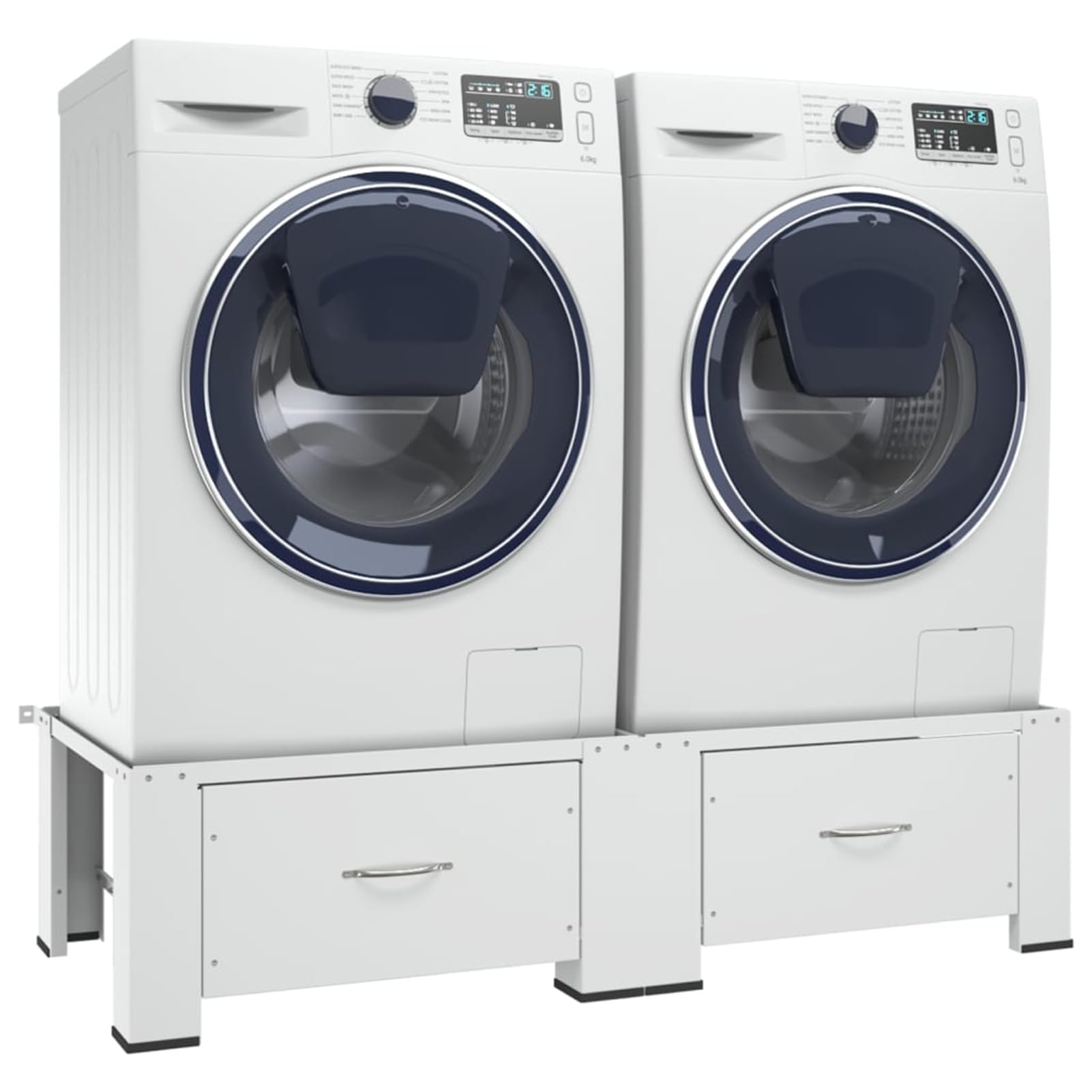 Tidyard Pedestal Doble para Lavadora y Secadora - Capacidad 200 kg, Blanco, Acero Modelo YFXLRZJ-51195ES