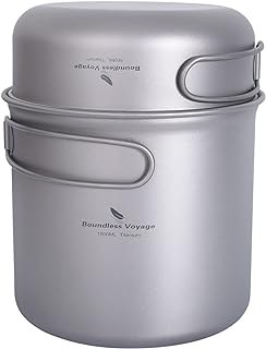 Boundless Voyage Titanium Pot Pan Set with Folding Handles Outdoor Camping Cooking Picnic Bowl Hiking Plate Cookware Mess Kit