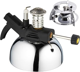 Mini Tabletop Butane Gas Burner, Mini Butane Tabletop Stove, Lab Bunsen Burner with Aluminum Rack, Max Temp 1300℃ and 60-100 Min Usage Time, for Siphon Coffee Make, Food Heating, Experiment