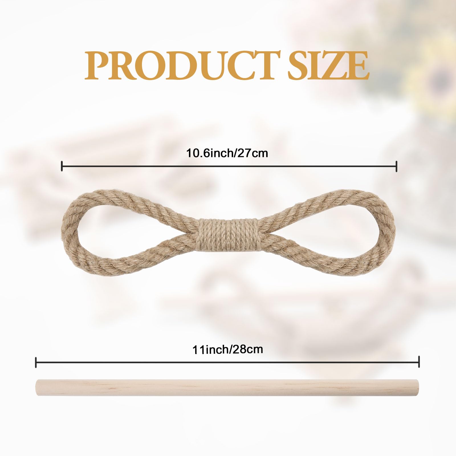 Pretty Jolly 2 Pack Natural Jute Rope Curtain Tiebacks Boho Rustic Style Decorative Drape Tie Backs Farmhouse Hand-Woven Curtain Holdbacks with Wood Club for Home & Office Drapery (Jute rope) - Image 4