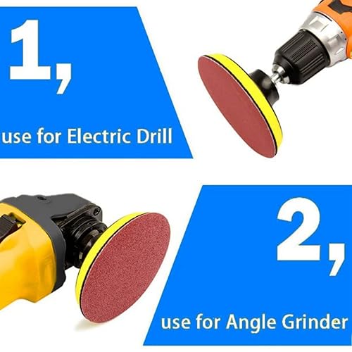 Miniatura 5 de Discos de lija de 5 pulgadas con gancho y bucle con 100 discos de lija de 5 pulgadas, accesorios para amoladora angular con [2 piezas] 5/8-11 hilos