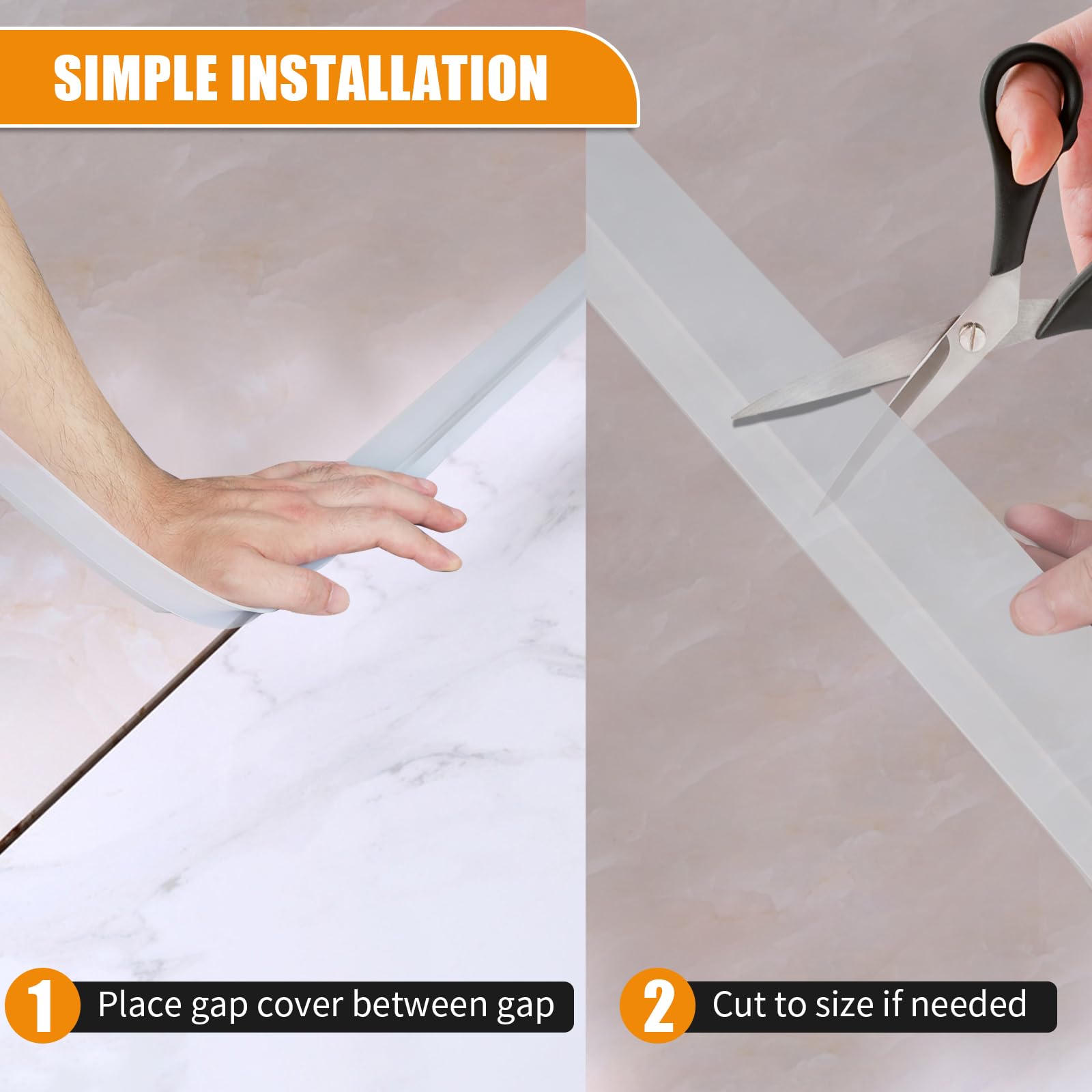 Juego de 2 rieles de conexión para encimera de cocina, perfil en T, transparente, 63 cm