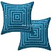 Stylo Culture Turchese Cotone 16x16 Pizzo Ricamato Specchio Cuscino Geometrico Copertine Set di 2