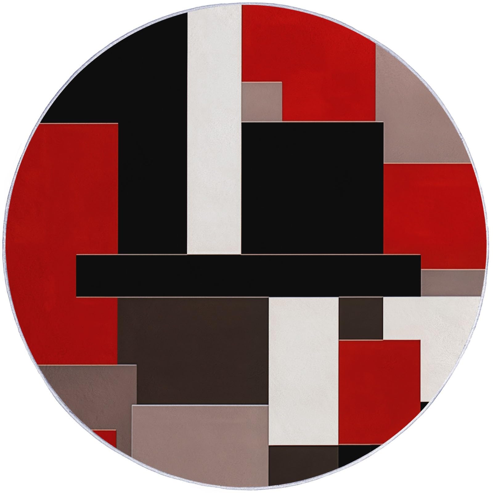 Tapis Rond Motif géométrique Minimaliste Rouge et Noir Tapis de Chambre 120 cm (Round) Adulte Doux Machine pour Salon Antidérapant Imprimé pour Salle à Manger, Chambre d’Enfant Nurserie Rouge Noir