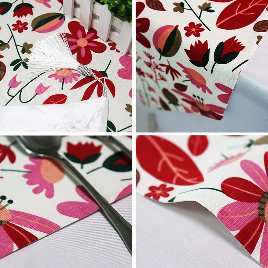 Bieżnik na stół Bieżniki z kwiatowym nadrukiem Elegancki obrus Lniane bieżniki na dekoracje weselne (D 33 cm x 210 cm)