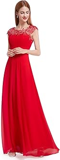 Ever-PrettyWomen's Cap Sleeve Ruched Lace Round Neck Chiffon Formal Evening Gowns 09993-US