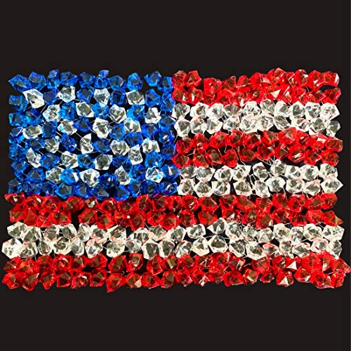 PMLAND Clear Fake Ice Rocks – 550Pcs Large Acrylic Gems Crushed Plastic Diamonds, Red White Blue (3Lbs/2.25 Quarts) – Bulk Vase Filler for Centerpieces Patriotic Theme Décor Aquarium Table Scatter - Thumbnail 2