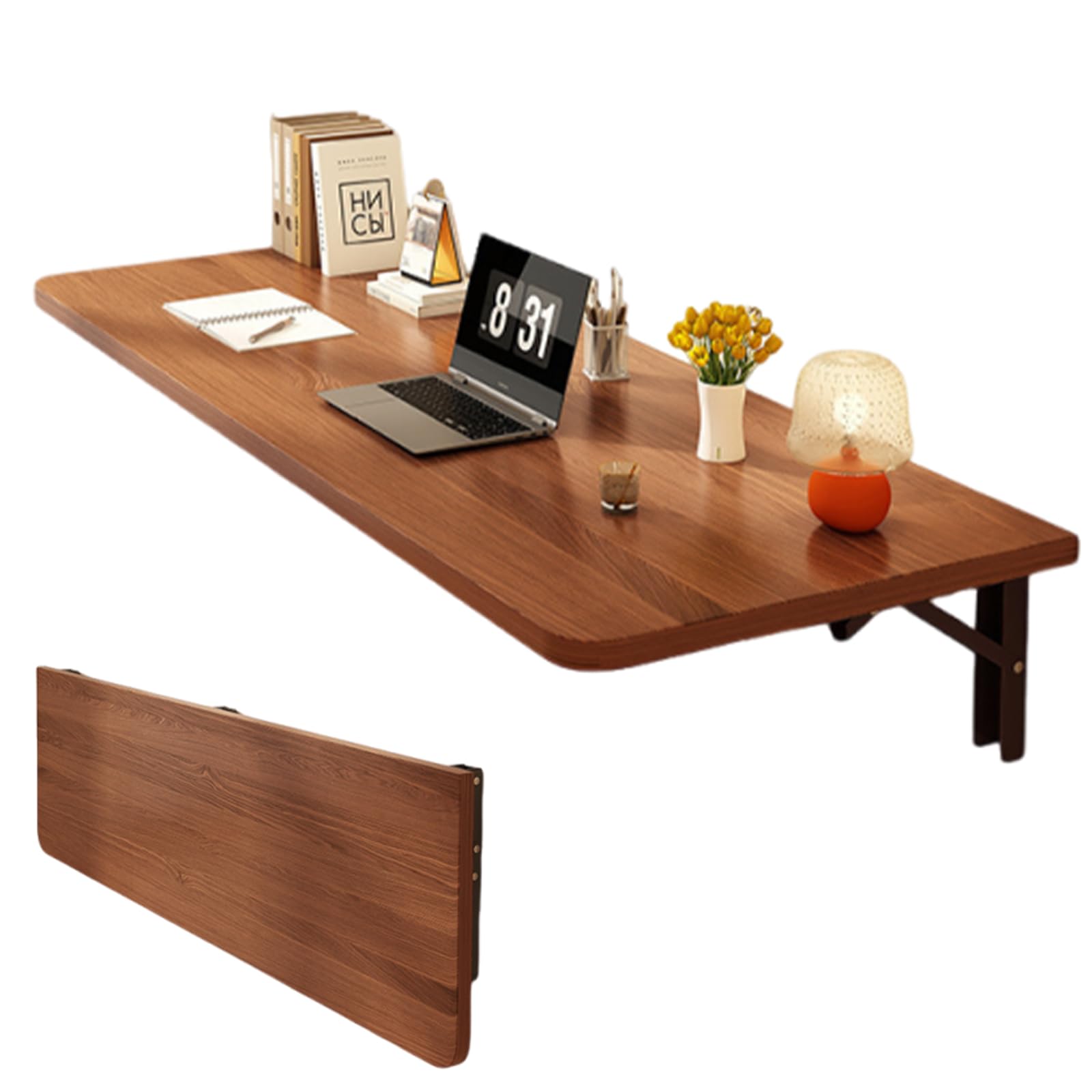 Table pliante murale noyer pour balcon et chambre : le gain de place chic