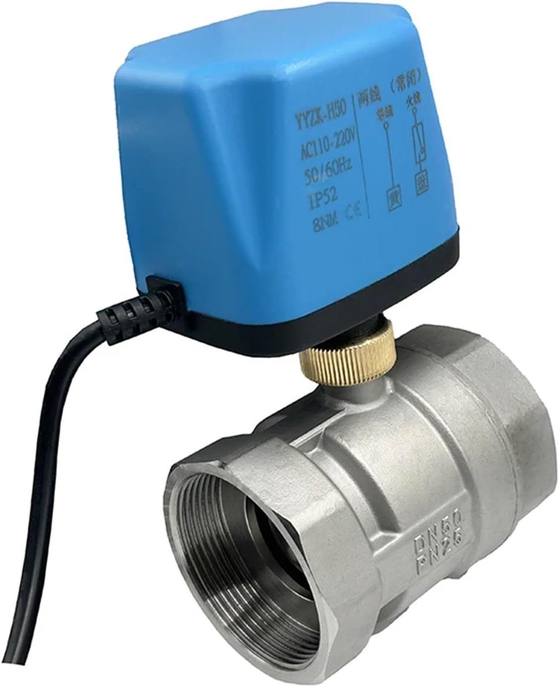 1pcs 1/2" 3/4" 1" 1-1/4" 2'' Normally Closed/Open Motorized Ball Valve 220v 12v 24v Stainless Steel Electric Ball Valve For Water(DN40,12VDC_NORMALLY OPEN)