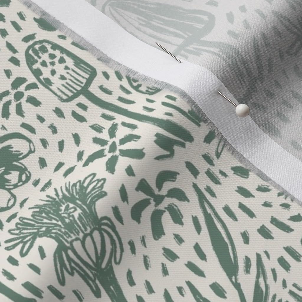 Spoonflower Fabric - Woodland Creatures Hedgehog Fox Mushrooms Wildflowers Rustic Woodlands Printed on Organic Cotton Sateen Fabric by The Yard - Sewing Quilting Apparel Home Decor