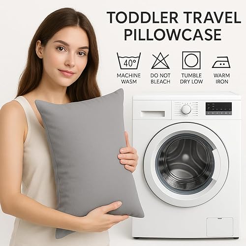 Miniatura 9 de Funda de almohada de viaje para niños color gris plateado sólido de 63 x 79in cierre de cremallera de 2 fundas de almohada de 600 hilos 100 algodón