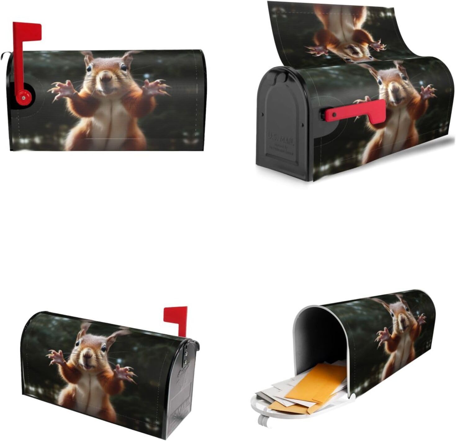 Magnetic Mailbox Cover Squirrel Funny Animal Post Letter Box Cover Decorative Mailbox Wrap Mail Box Post Cover for Home Outside Welcome Garden Decor Letter Post Cover 21''x18'' image 3