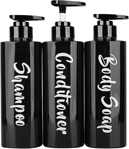 Juego de 3 botellas de champú y acondicionador de 16.9 onzas, dispensador de jabón de ducha impreso, botellas de champú de plástico recargables con