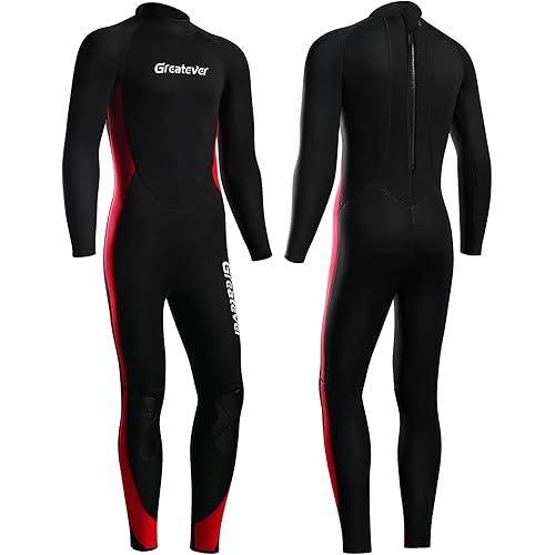 Greatever Wetsuit for Men Women,3mm Neoprene Full Body Keep Warm Long Sleeve Back Zip Full Scuba Diving Suit UV Protection,for Surfing Snorkeling Kayaking Water Sports