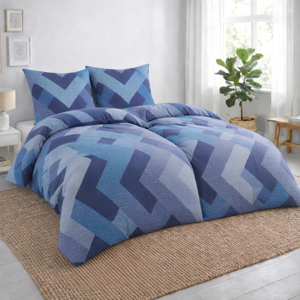 MALIKA Bettwäsche 135x200 4 teilig | ÖkoTex Zertifiziert & für Allergiker geeignet | Bettwäsche Set mit je 2 Bettbezügen 135 x 200 & Kissenbezügen 80x80 | Design 3, Größe:2X 135x200 + 2X 80x80 cm