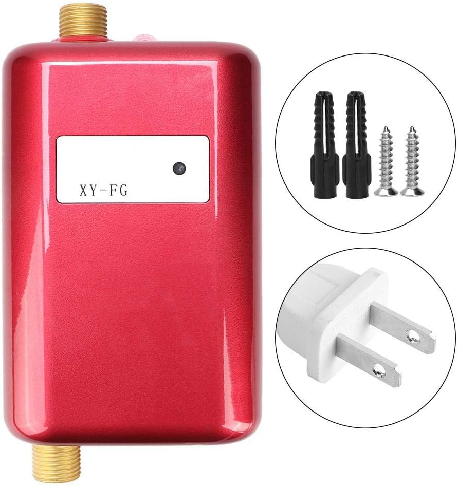 Simlug Instant Water Heater, Tankless Water Heater, Red Mini Bathroom Kitchen Washing Electric Instant Hot Cold Hot Dual Use Water Heater(110V)