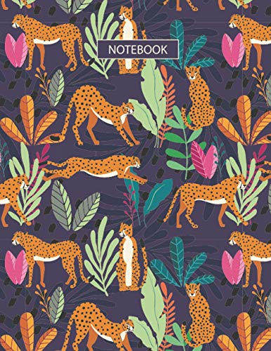 Notebook: Cheetah Print Composition Journal - 8.5 x 11 inches - 110 pages, White