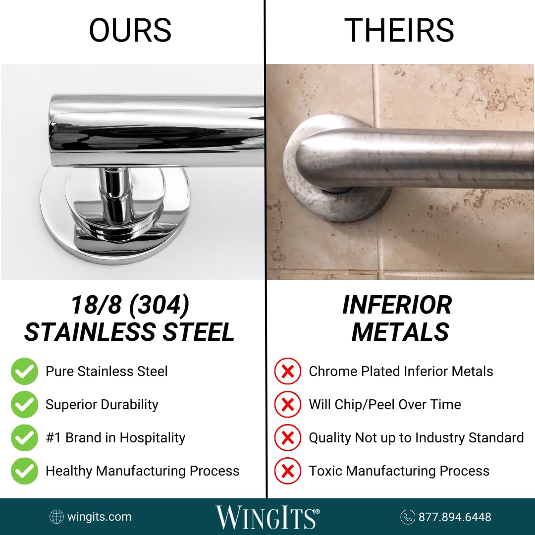 WingIts WGB5MEPS24 - Barra de sujeción de acero inoxidable